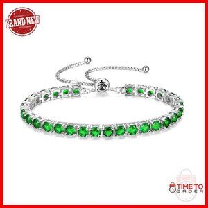 Sterling Silver Tennis Bracelet Adjustable Chain Fine Jewelry Gift